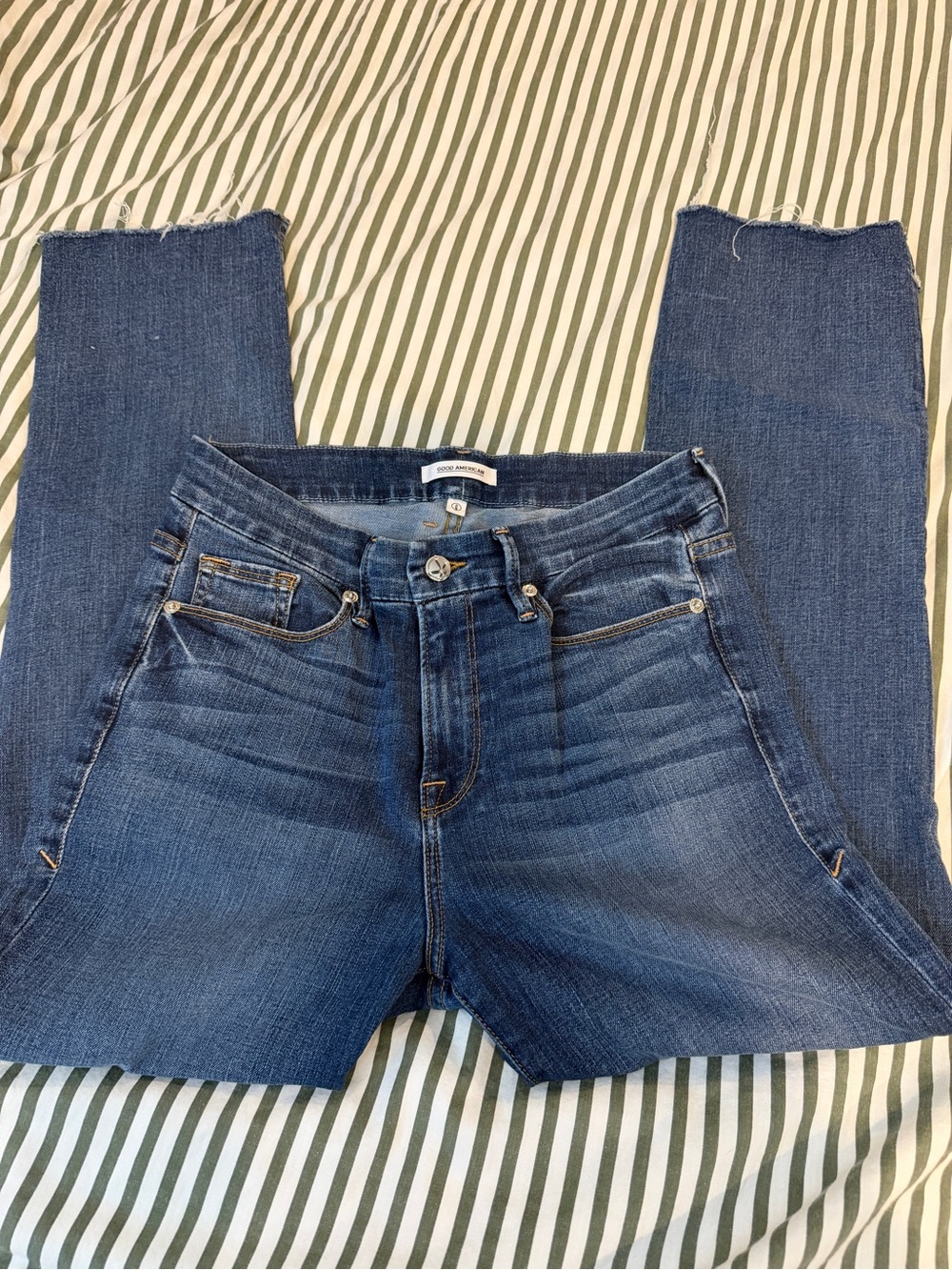 Good American High-Rise Blue Straight Leg Jeans
